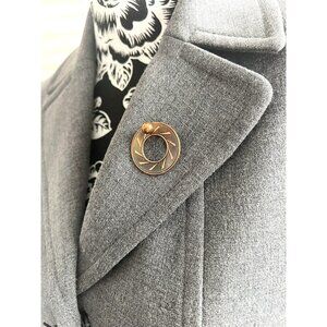 3/$30 Copper Etched Circle Pin Scarf‎ Pin Vintage Copper Pin 1-1/4"